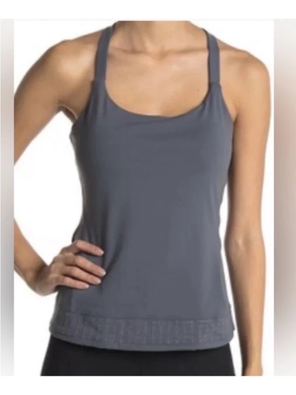Prana Women's Faro Dark Grey Built-in-Bra Racerback Activewear Tank Top Sz M NWT